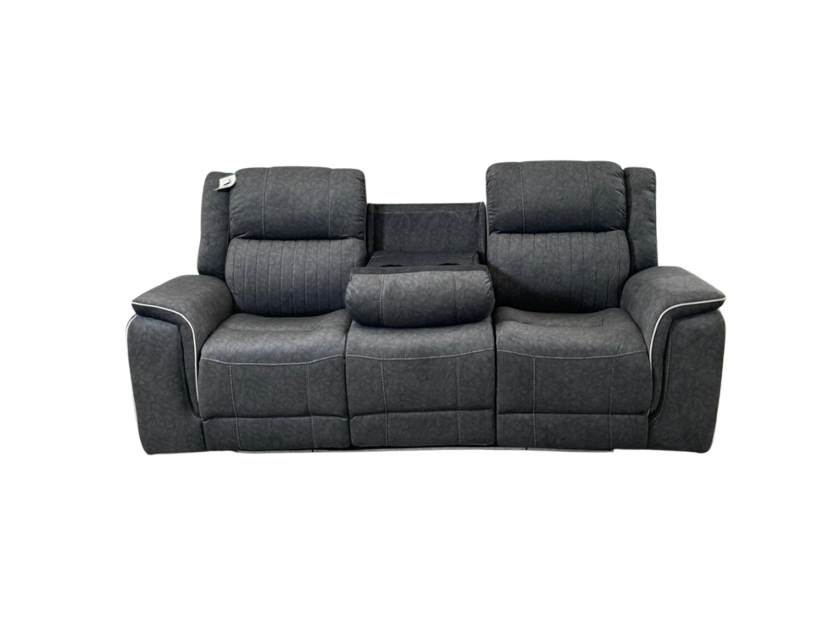Hannan Electric Recliner 3 Seater Grey Micro Fabric