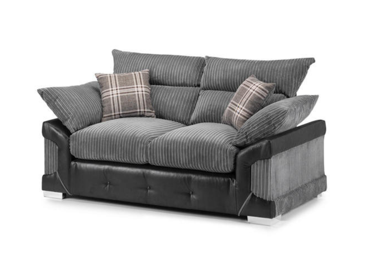 Logan Black/Grey Fabric 2 Seater Sofa