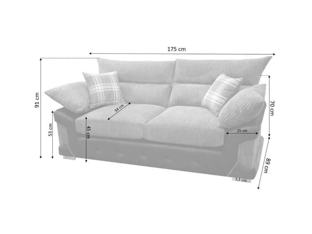Logan Black/Grey Fabric 2 Seater Sofa
