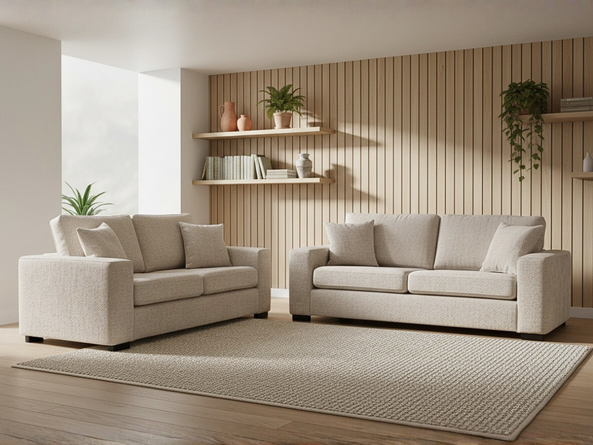 Marlow Sofa Set 3+2 Cream Enzo Fabric
