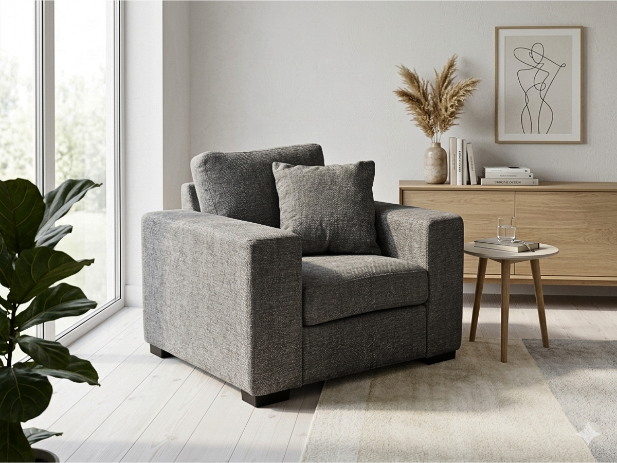 Marlow Armchair with Cushion Slate Grey Enzo Fabric