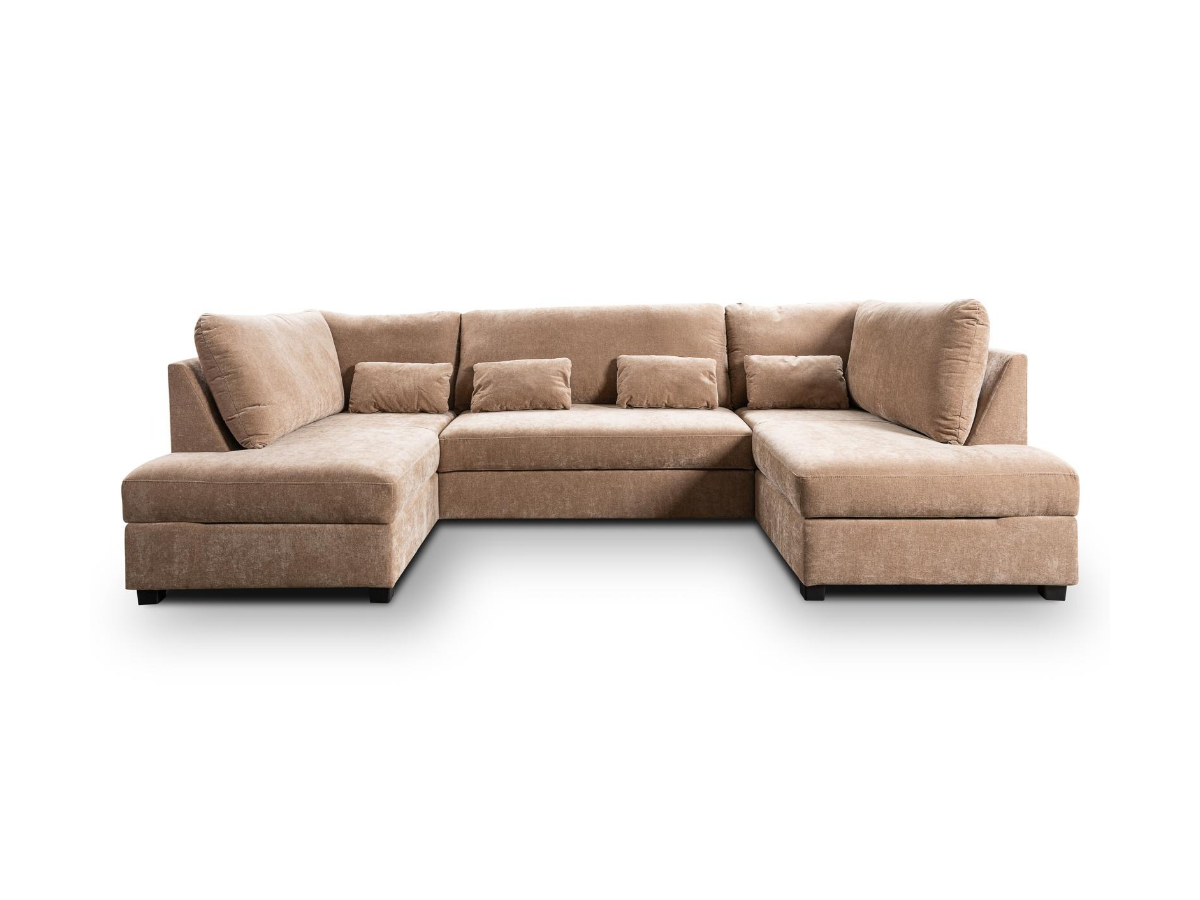 Meri U Shape Sofa Bed with Storage Mocha