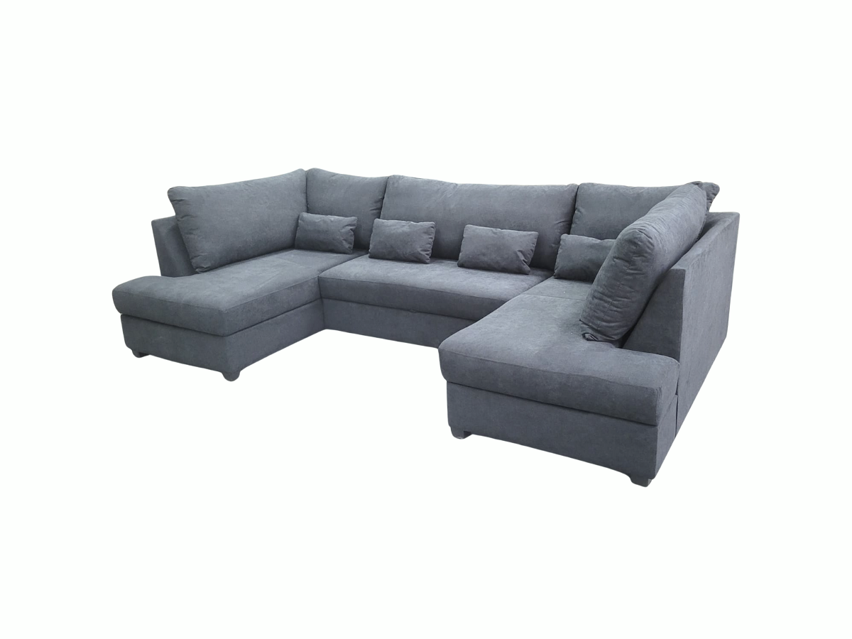 Deluxe Grey U Shape Sofa Bed With Storage Kensington Fabric