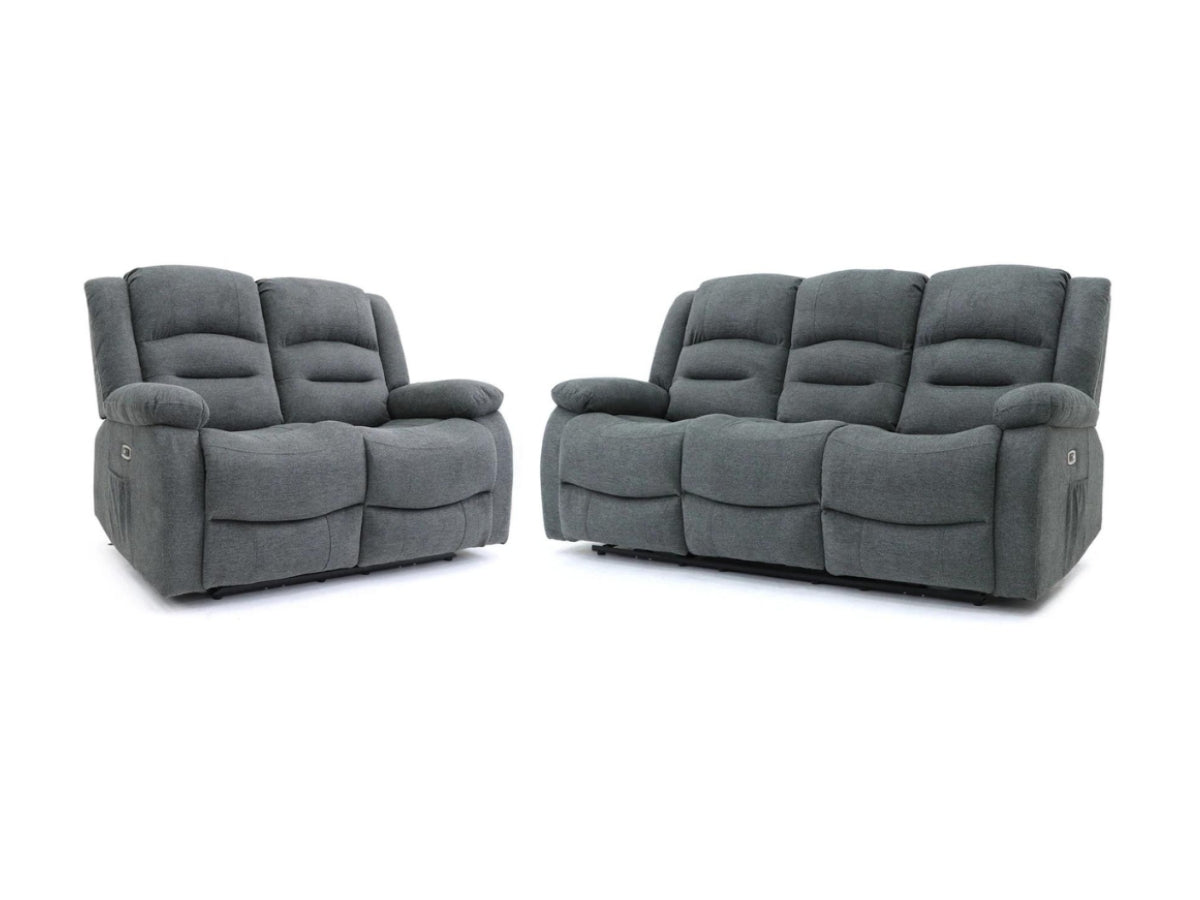 Napoli Grey Fabric Electric Recliner 3+2 Sofa Set