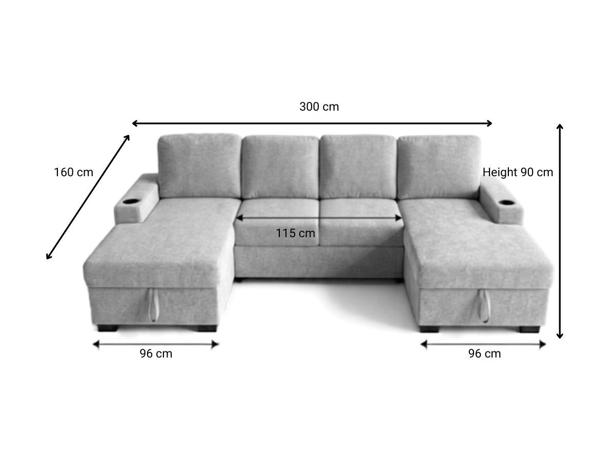 sofa bed with storage dimensions