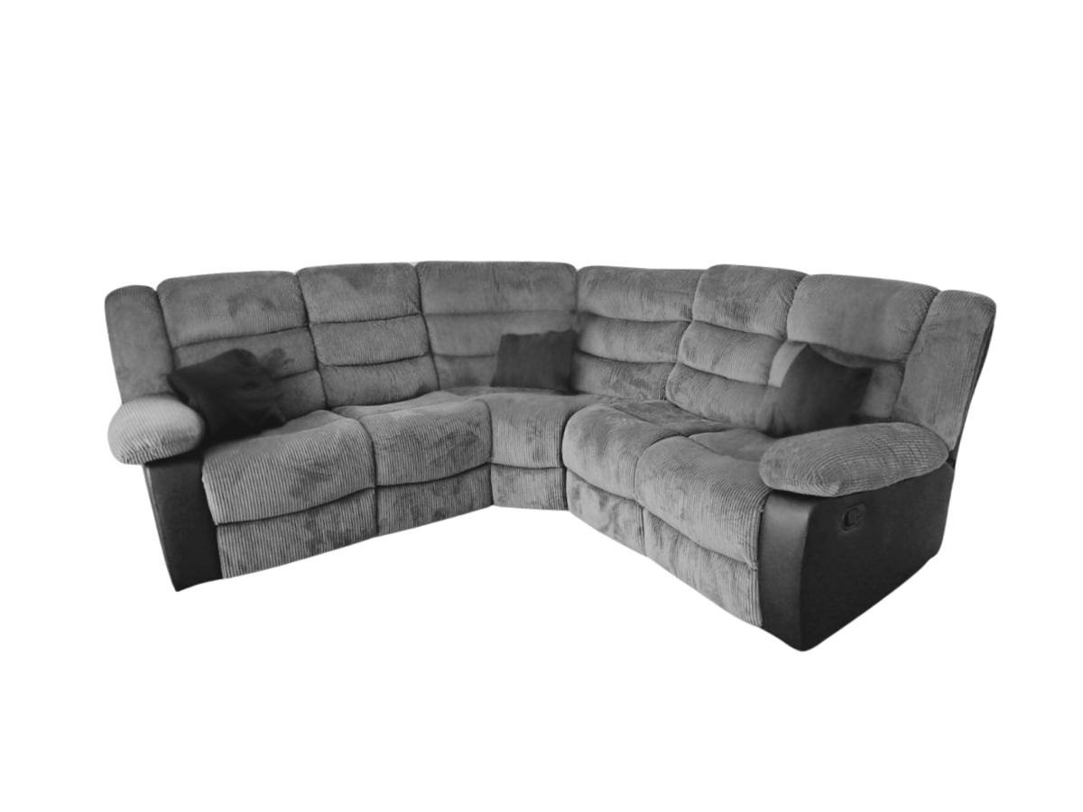 Rio Jumbo Cord Recliner Grey Corner Sofa
