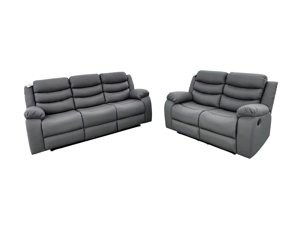 Roma Grey Leather 3+2 Recliner Sofa Set