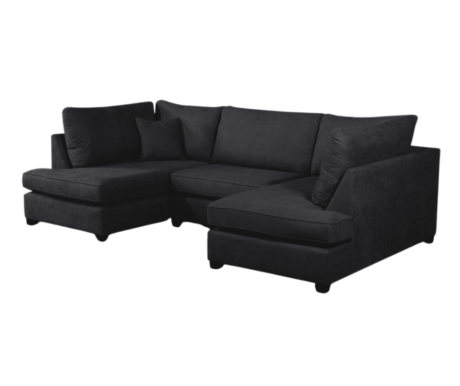 Savoy Black Fabric Corner Sofa
U shape corner sofa with footstool
Fabric corner u shaped sofa
Black corner sofa