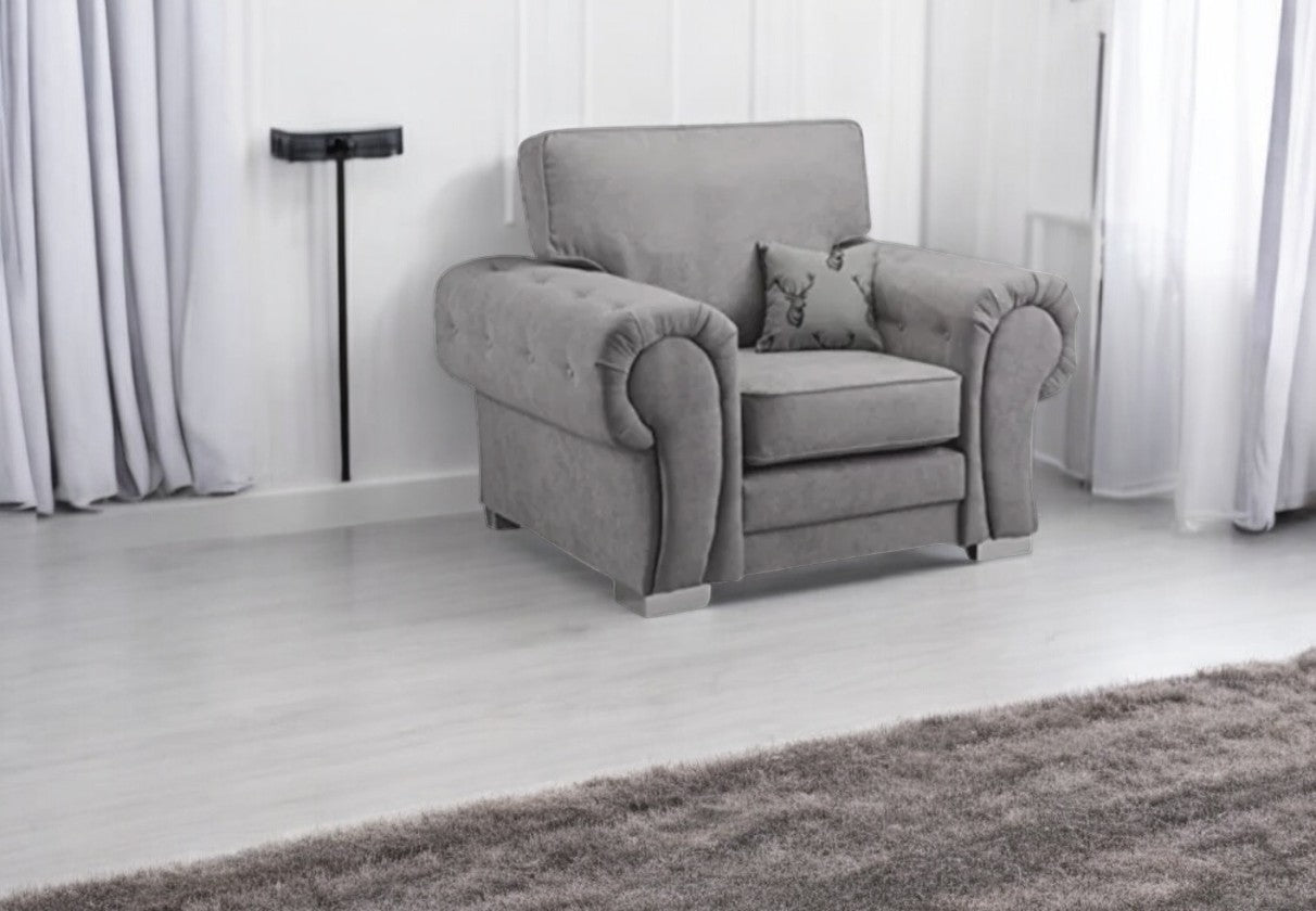 Vegas Grey Fabric Arm Chair