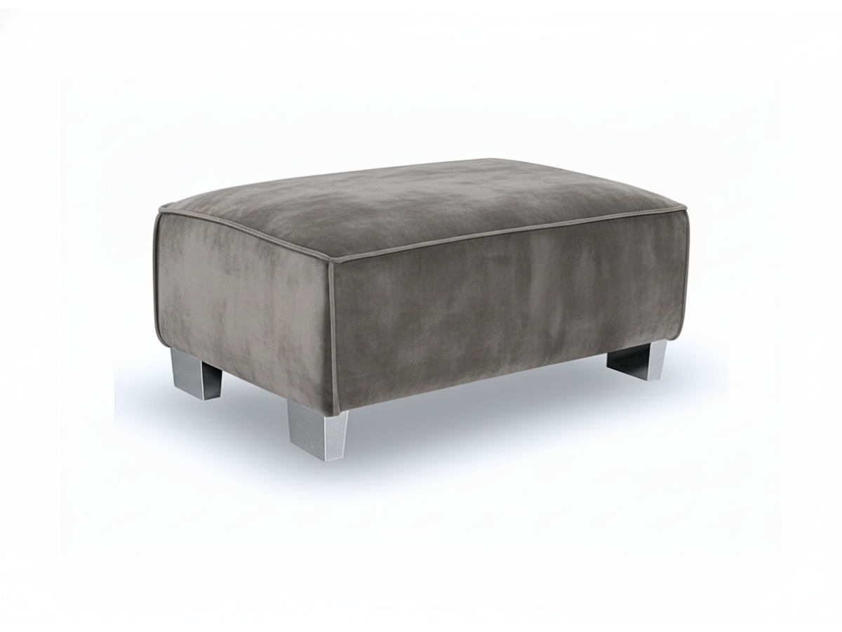 Sloane Grey Plush Velvet Footstool
