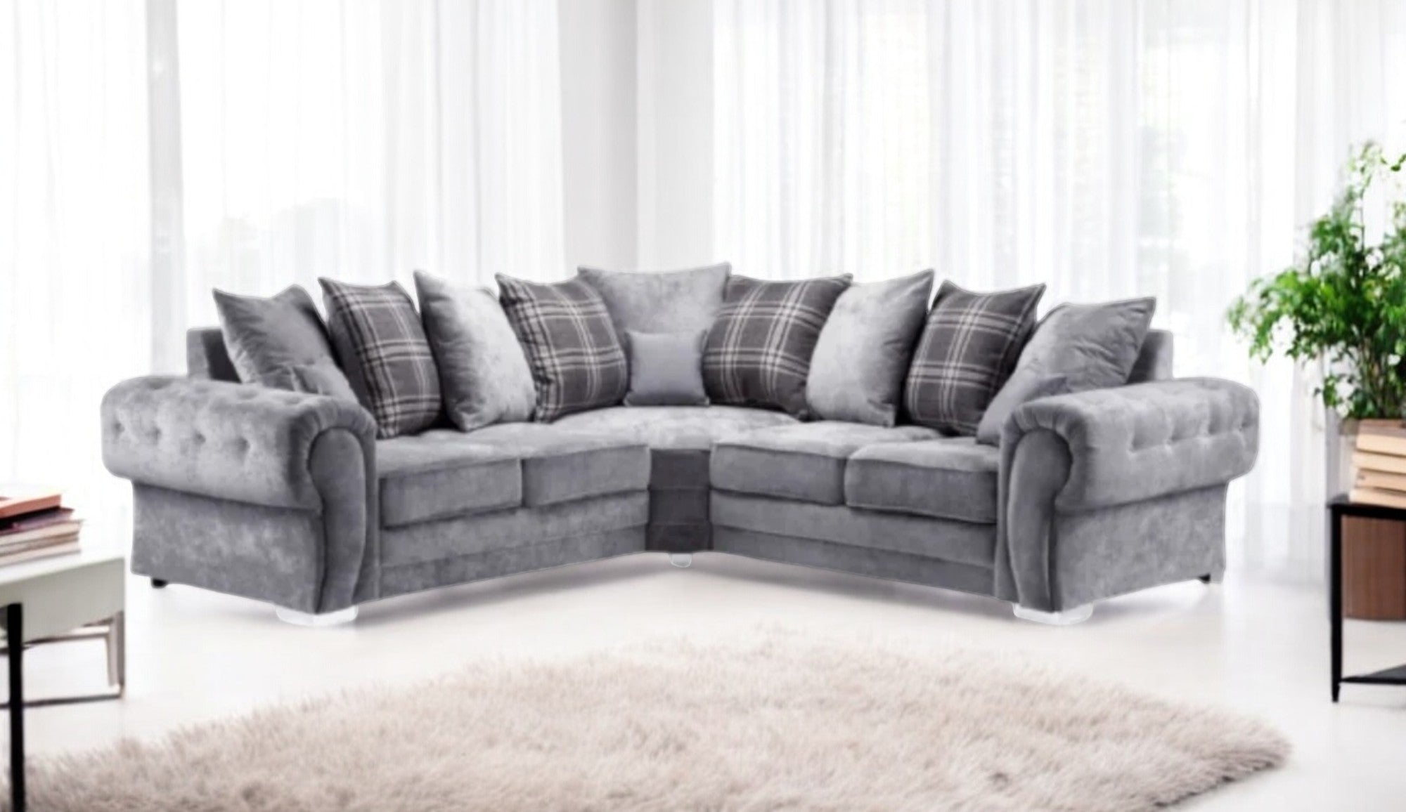 Verona Scatter Grey Fabric 8 Seater Corner Sofa
