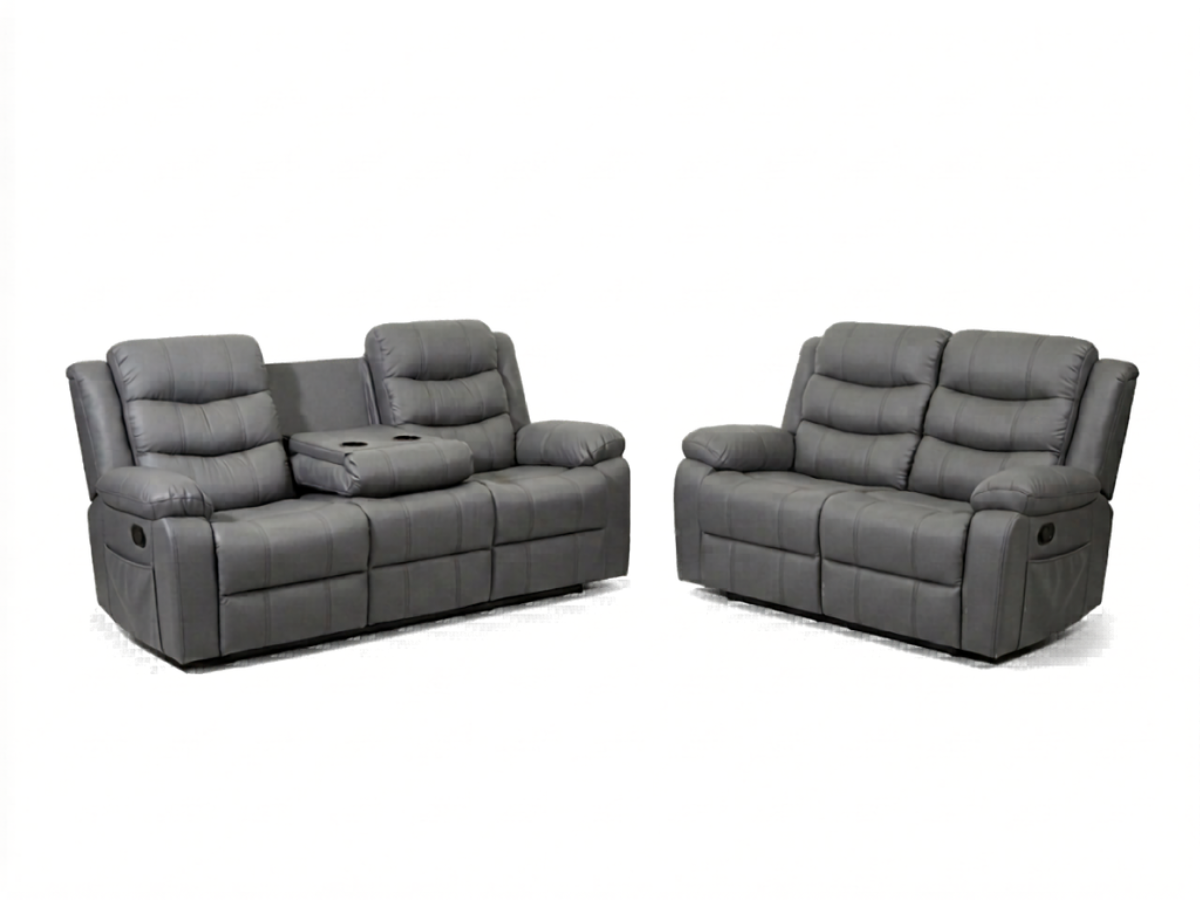 Sorrentino Grey Leather 3+2 Sofa Set