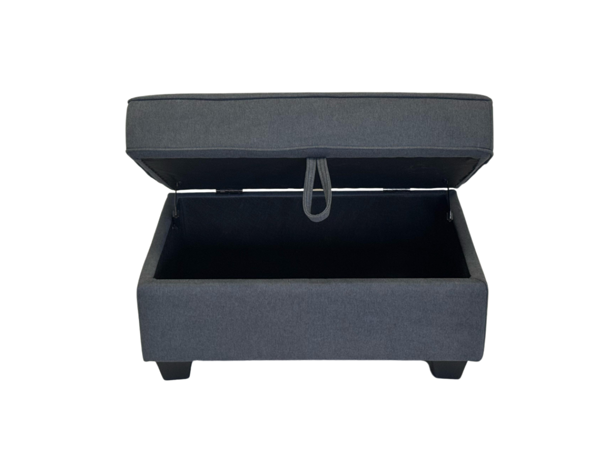 Sorrentino Footstool With Storage Grey Chenille