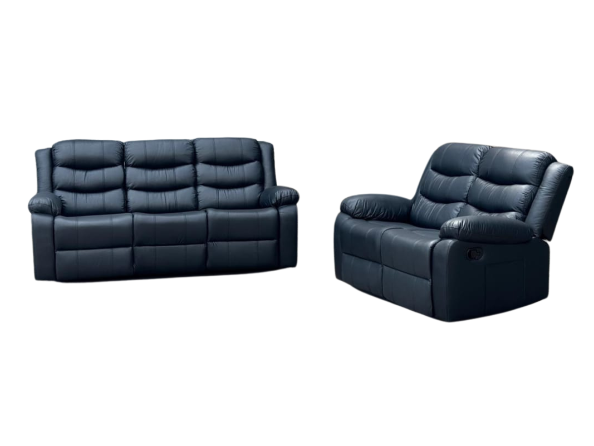 Sorrentino Black Leather 3+2 Sofa Set