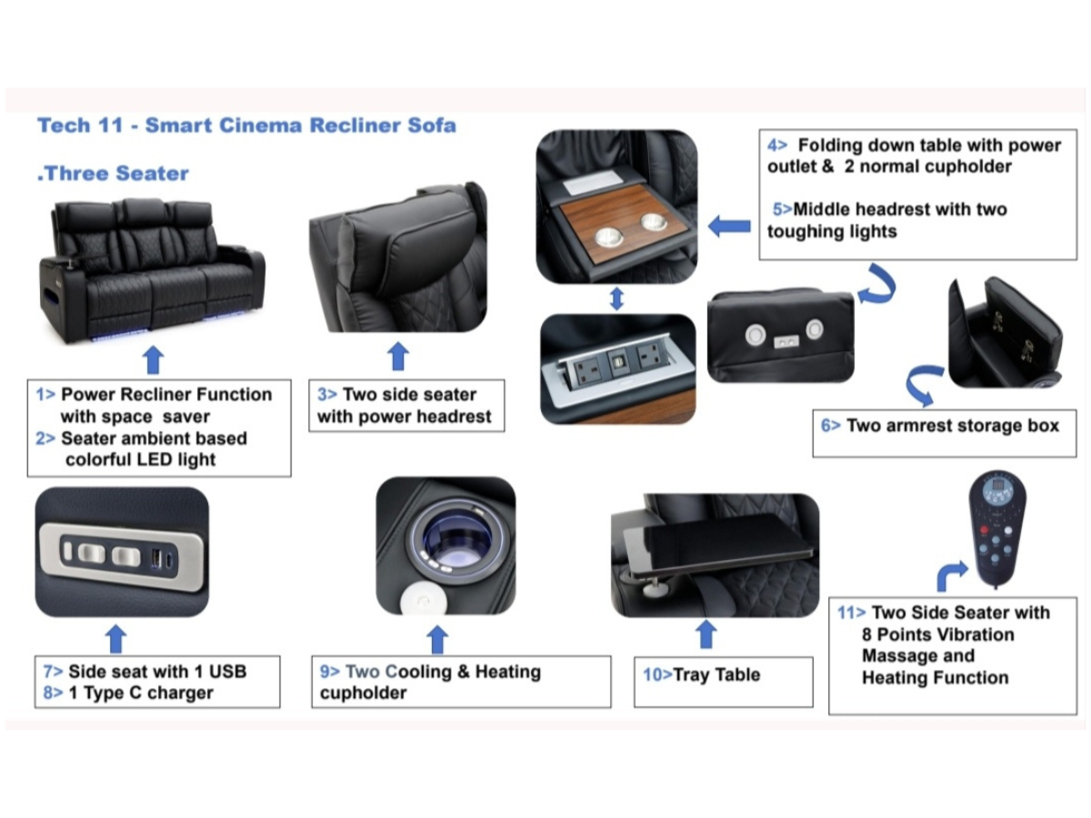 electric recliner 3 seater sofa
