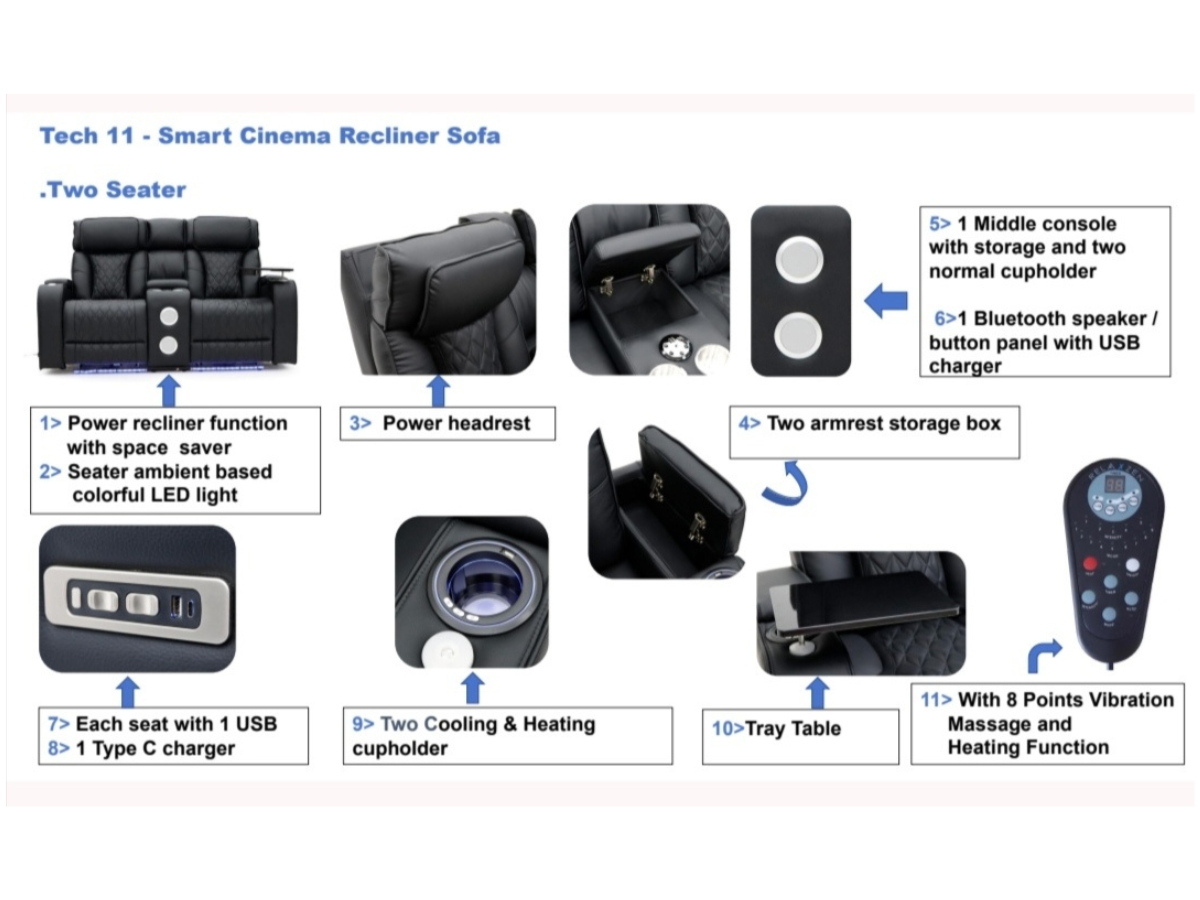 electric recliner 2 seater sofa
