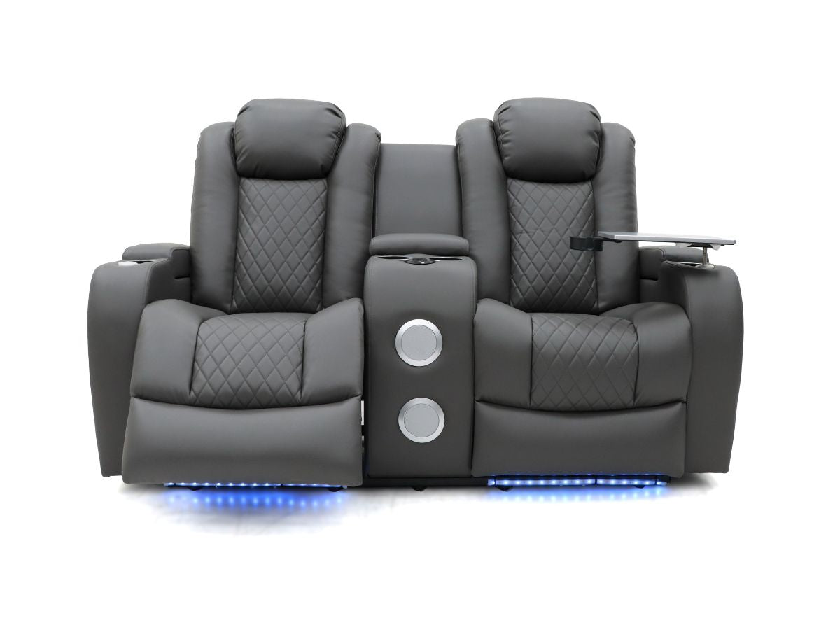 grey leather electric recliner sofa