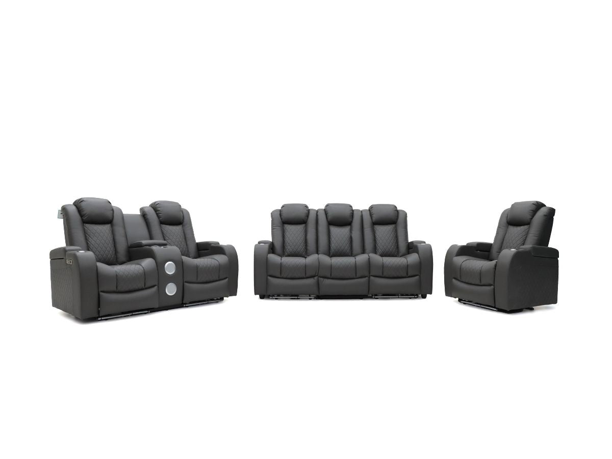 Tech 8 Smart Grey Electric Cinema Recliner Sofa 3+2+1