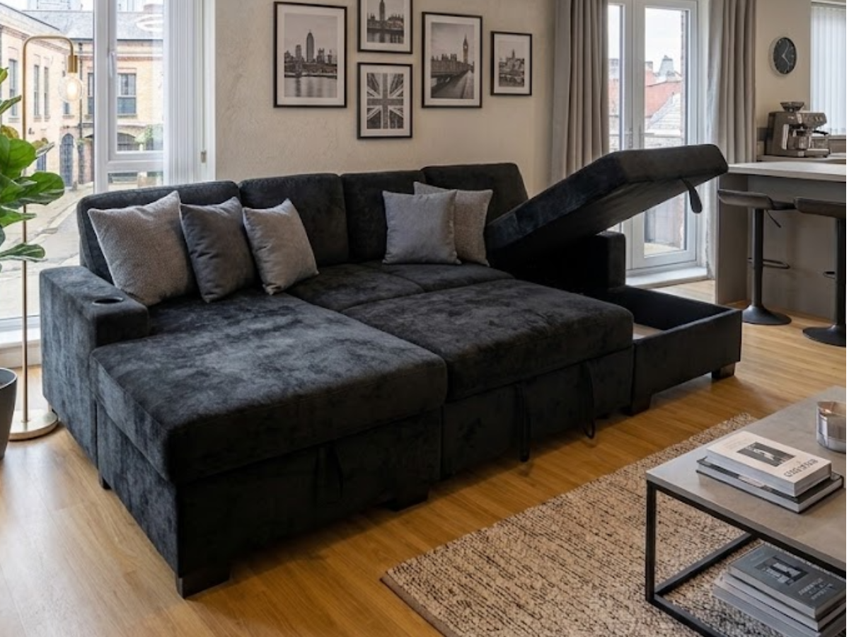 corner sofa bed storage
sofa bed with cup holders
chenille corner sofa