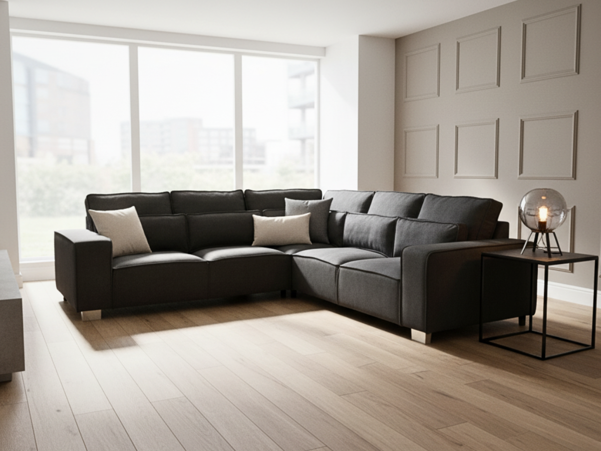 Windsor Corner Sofa Black Kensington Fabric