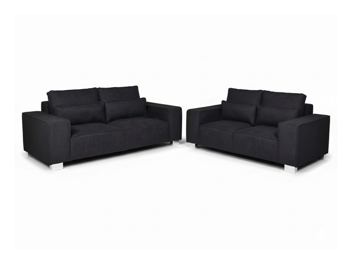 Windsor 3+2 Sofa Set Black Kensington Fabric
