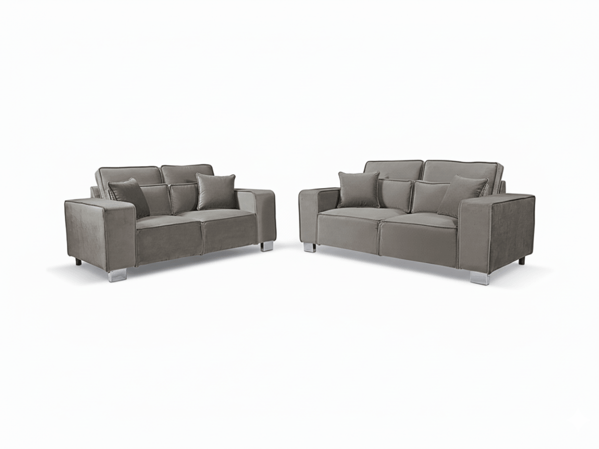 Sloane Grey 3+2 Sofa Set Plush Velvet
