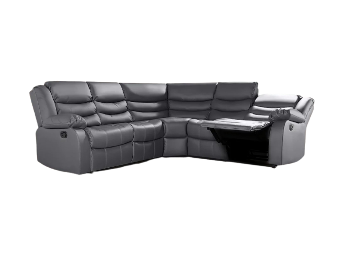 Sorrento Grey Leather Recliner Sofa 
