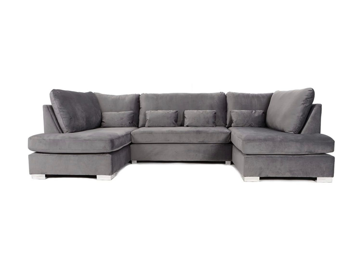 Belgravia Grey U Shape Sofa Luxury Plush Velvet