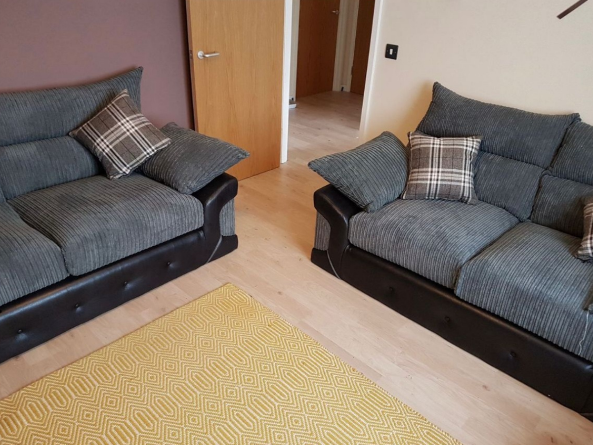 Logan Black/Grey Fabric 3+2 Sofa Set