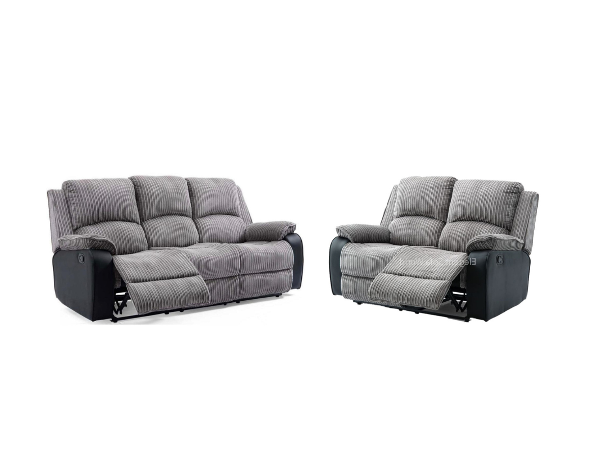 Rio Jumbo Cord Recliner Grey 3+2 Sofa Set