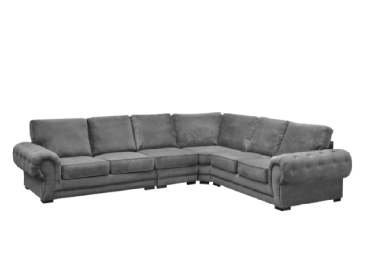 Vegas Full Back Grey Fabric 8 Seater Corner Sofa