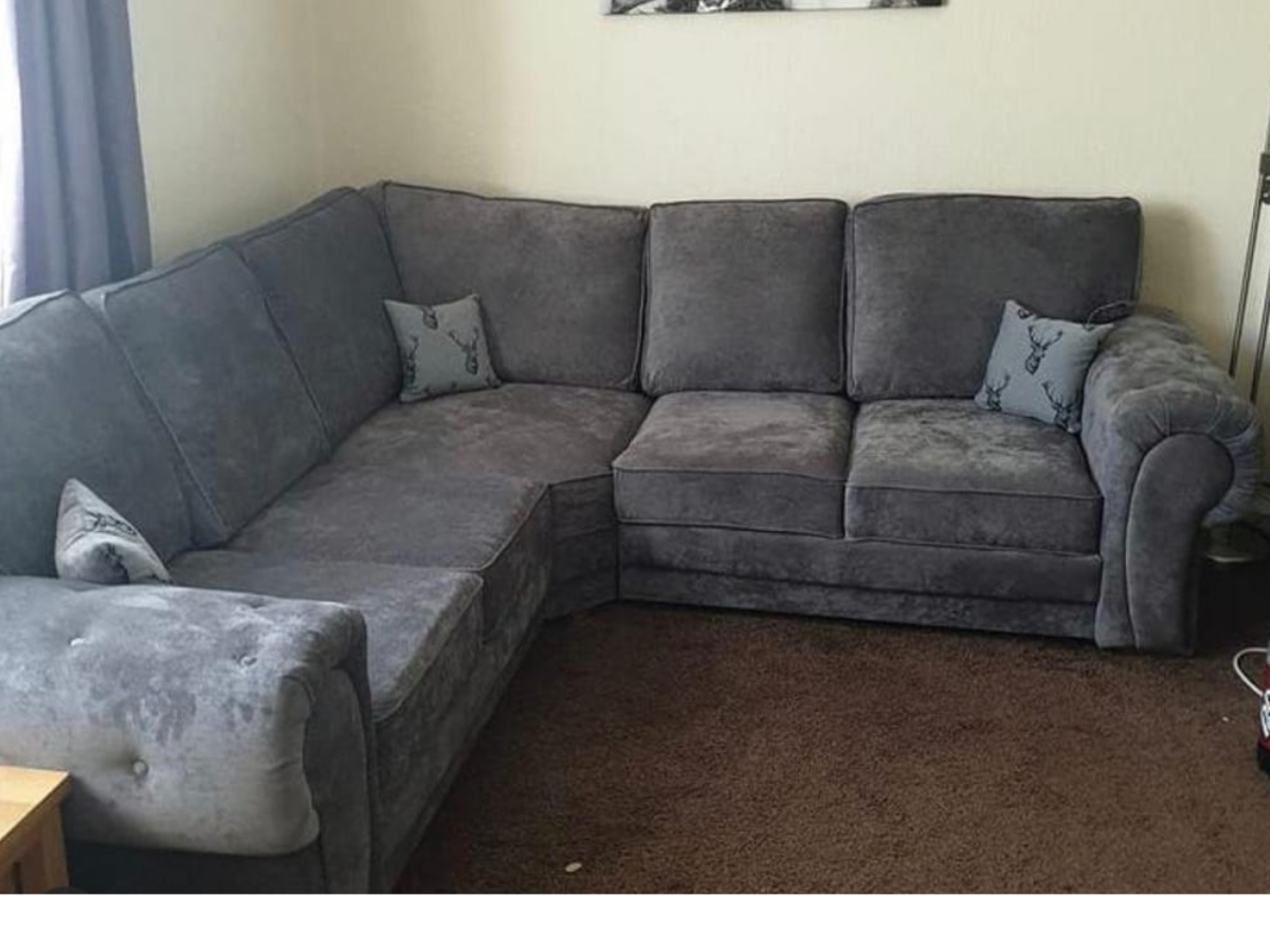 Vegas Full Back Grey Fabric 5 Seater Corner Sofa