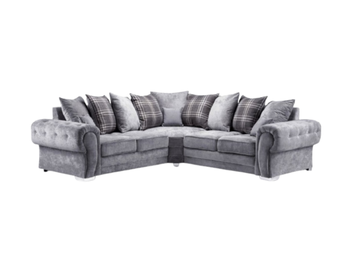 Verona Scatter Grey Fabric 5 Seater Corner Sofa