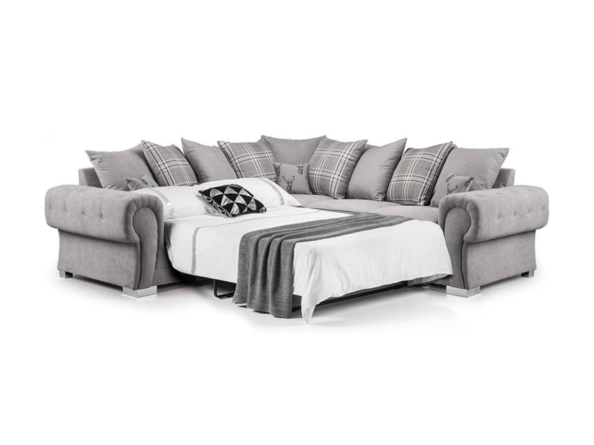 Verona Scatter Back Grey Fabric Corner Sofa Bed
